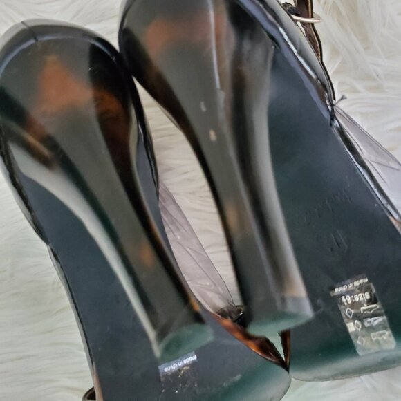 Michael Antonis Black Strappy Patent Leather Platform Shoes SZ 8.5 - Picture 10 of 11